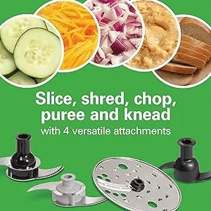 Food Processor and Vegetable Chopper, BPA Free, Stainless-Steel Blades, 14 Cup + 4-Cup Mini Bowls, 3-Speed 500-Watt Motor, Black