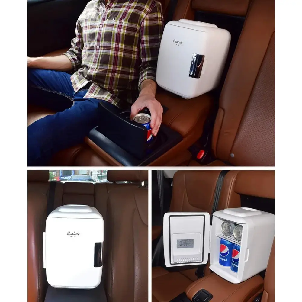 Mini Fridge for Bedroom - Car, Office Desk & Dorm Room, Portable 4L/6 Can Electric Plug in Cooler & Warmer, Small refrigerator