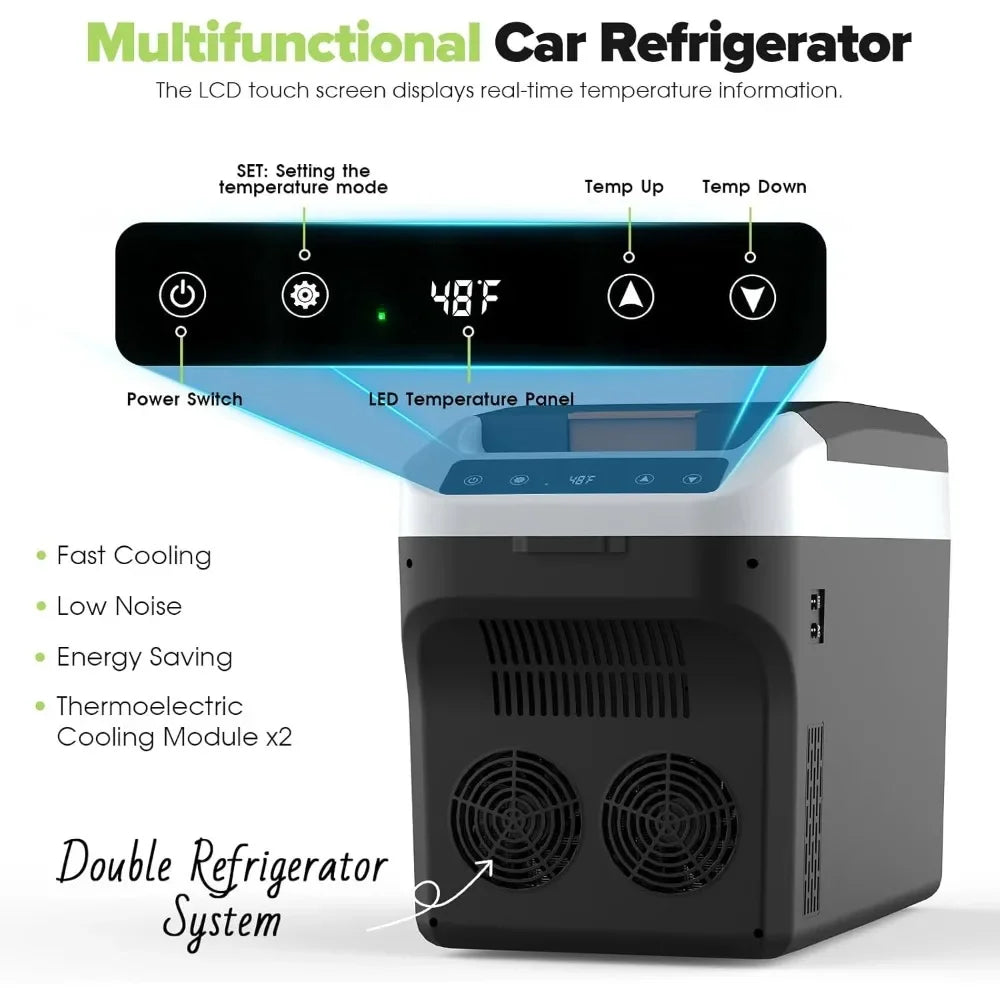 Автомобільний холодильник 12 В, електричний охолоджувач/обігрівач об'ємом 23 кварти (22 л), що підключається до мережі, з побутовим шнуром живлення 110 В змінного струму