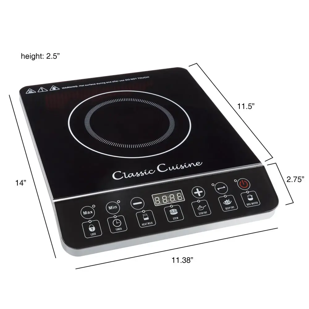 Multi-Function 1800W Portable Induction Cooker, Electric Hot Plate Stove Burner,14 inches L x 11.4 inches W x 2.5 inches H