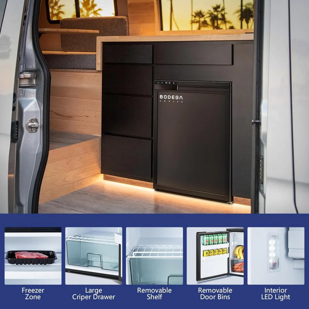 Lodówka kempingowa WIFI APP Control, 65L (2.3cu.ft.) Lodówka kempingowa z zamrażarką, 12 V lodówka samochodowa z zamkiem, (4℉-46℉) lodówka podróżna