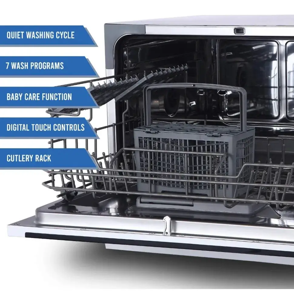 Portable Countertop Dishwasher,7-Program System for Home, RV and Apartment, Wash Dishes, Glass and Baby Products,Hookup Required