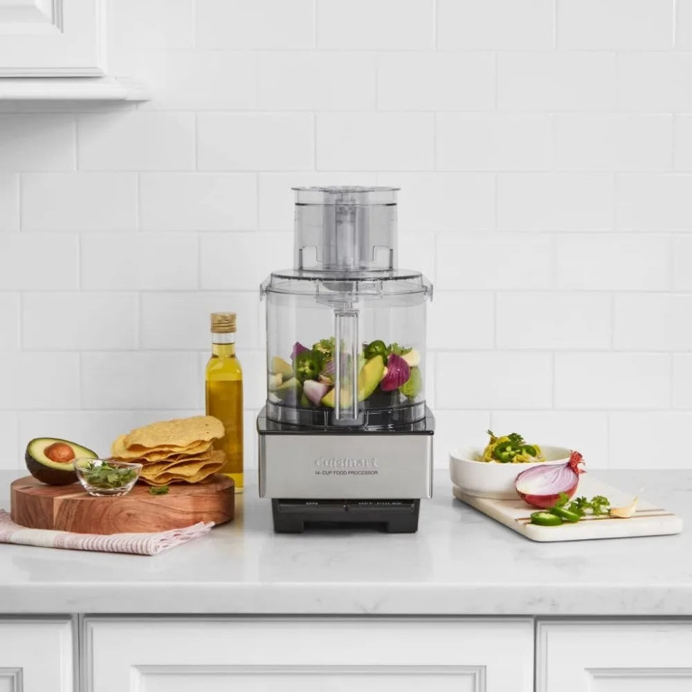 Food Processor 14-Cup Vegetable Chopper for Mincing, Dicing, Shredding, Puree & Kneading Dough, Stainless Steel, Household