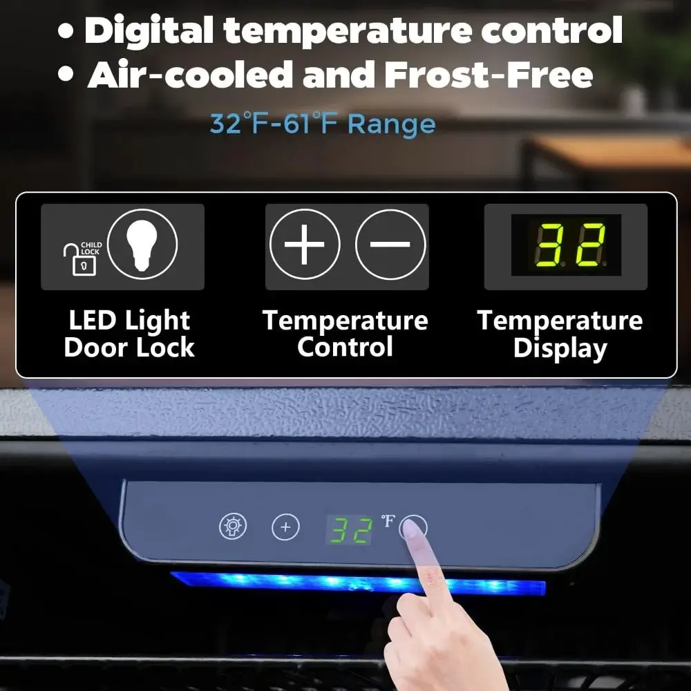Beverage Refrigerator and Cooler, Mini Fridge 130 Can, Little Cooler with Digital Display 32~61℉, Refrigerator with 4 Shelves