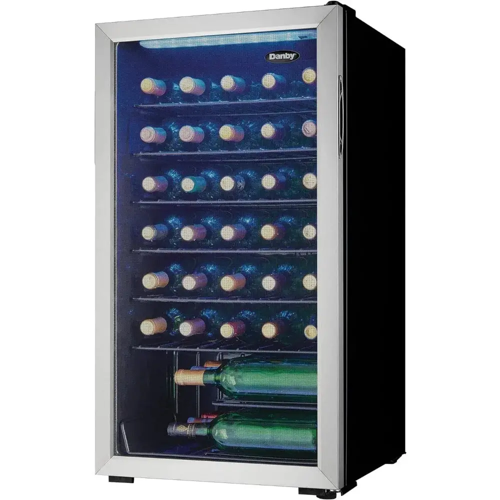 Free Standing Wine Cooler, Holds 36 Bottles, Single Zone Fridge with Glass Door-Chiller for Kitchen, Home Bar, 3.3 Cu.Ft.