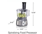Food Processor & Vegetable Chopper for Slicing, Shredding, Mincing, and Puree, 10 Cups + Veggie Spiralizer, Grey and Stainless
