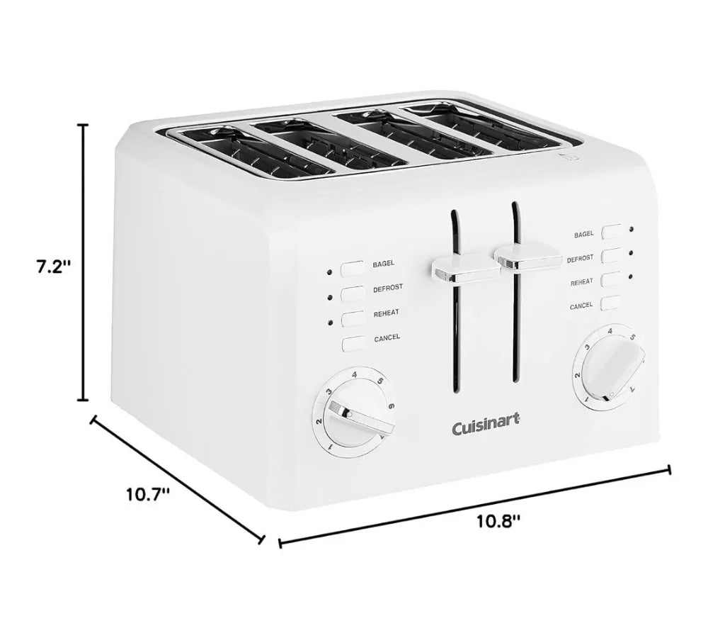 Toasters 4 Slice Compact Plastic Toaster, New, Multiple Toasting Functions, 7-Setting Shade Dial