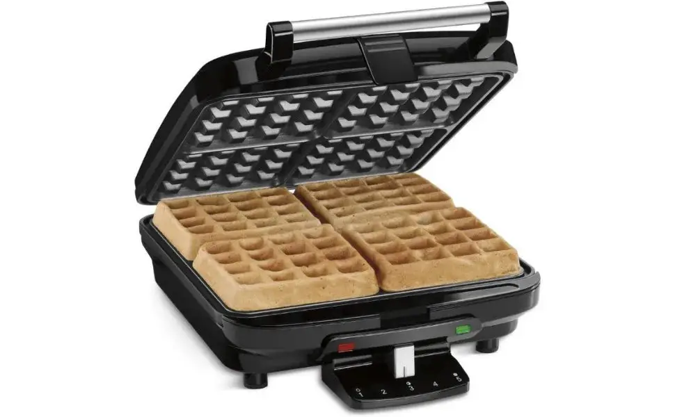 4-Slice Belgian Waffle Maker, Square, Non-Stick Waffle Baker Machine with Five-setting Browning Controls