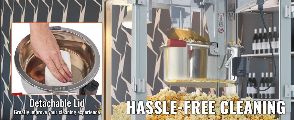 Komercyjna maszyna do popcornu, czajnik 8 oz, 850 W, maszyna do popcornu na blacie, z 3-przełącznikową ramą stalową i drzwiami ze szkła hartowanego