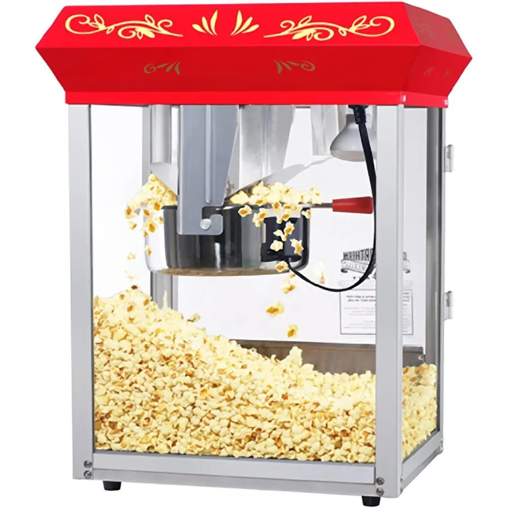 Maszyna do popcornu Popcorn Red Countertop Foundation, 8 uncji, z 3-pozycyjnym przełącznikiem sterującym, ekskluzywny cichy silnik
