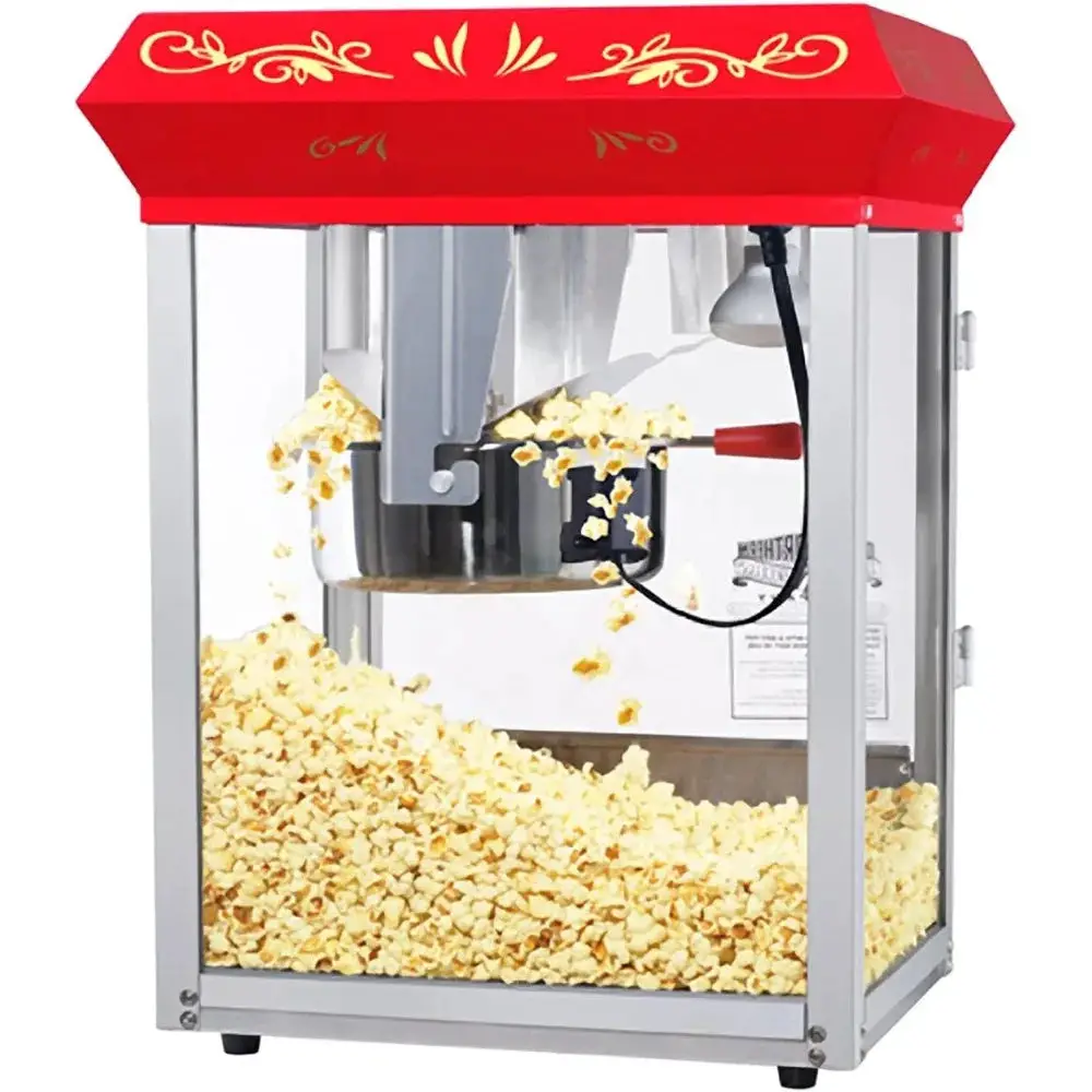 Popcorn Red Countertop Foundation Popcorn Popper Machine, 8 Ounce, with 3 Position Control Switch, Exclusive Whisper Quiet Motor