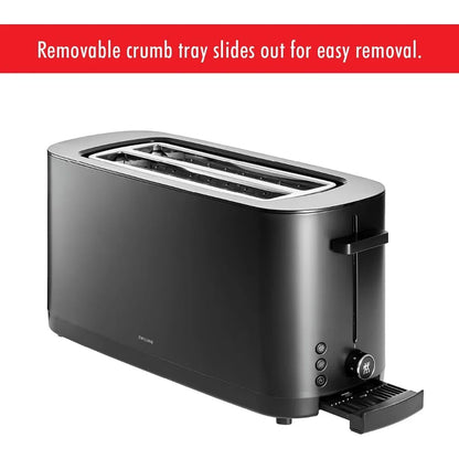 2 Long Slot Toaster, 4 Slices with Extra Wide 1.5" Slots for Bagels, 7 Toast Settings, Even Toasting, Reheat, Cancel, Defrost