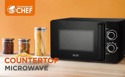 Black Microwave, with Rotary Switch Knob, 700W Countertop Small Microwave, with Microwave Turntable Plate, 6 Level Power