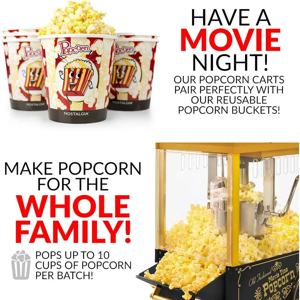 Vintage stołowy popcorn machine, 10 kubków, maszyna do popcornu na gorące powietrze, 2,5 uncji, widok 360 stopni, wyjmowany czajnik z systemem mieszania
