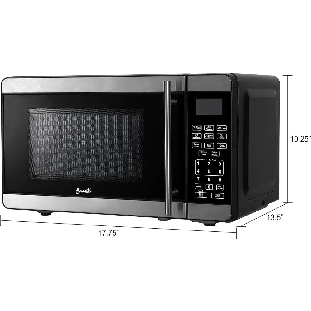 Microwave Oven 700-Watts Compact with 6 Pre Cooking Settings, Speed Defrost, Electronic Control Panel and Glass Turntable