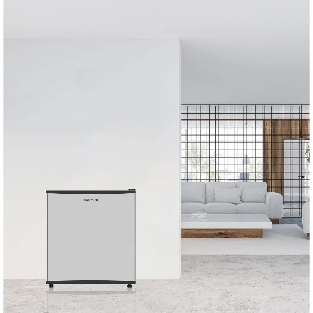 Kompaktowa lodówka 1,6 Cu Ft Mini lodówka z zamrażarką, pojedyncze drzwi, niski poziom hałasu, z regulowanymi ustawieniami temperatury, czarna