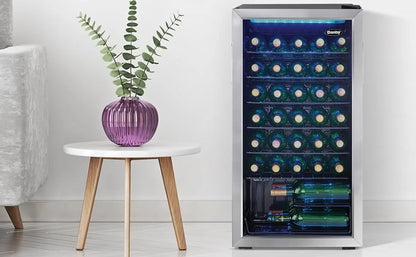 Free Standing Wine Cooler, Holds 36 Bottles, Single Zone Fridge with Glass Door-Chiller for Kitchen, Home Bar, 3.3 Cu.Ft.