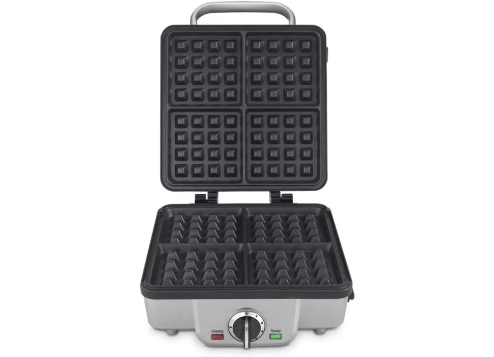 Belgian Waffle Maker with Pancake Plates, 6-setting adjustable browning control with audible alert, Brushed Stainless