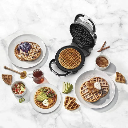 Double Belgian Waffle Maker - Round, waffle maker machine, Two sets of removable plates