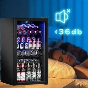 Beverage Refrigerator Cooler-120 Cans Mini Fridge Cooler with Glass Door, Adjustable Shelves & Digital Temperature Display