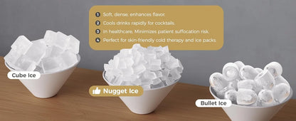 Nugget Ice Makers Countertop, 33 Lbs/Day Sonic Ice Maker, with Tooth-Friendly Chewable Ice, with Self-Cleaning Function