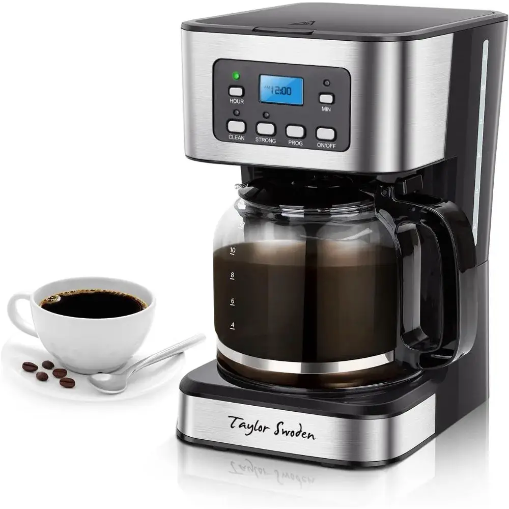 12-Cup Programmable Coffee Maker, Brew Drip Coffee Machine, Pause & Serve, Auto Shut Off, Black & Stainless Steel