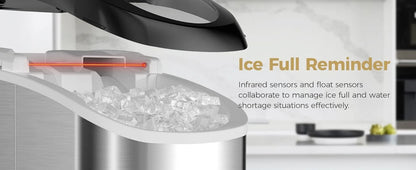 Nugget Ice Makers Countertop, 33 Lbs/Day Sonic Ice Maker, with Tooth-Friendly Chewable Ice, with Self-Cleaning Function