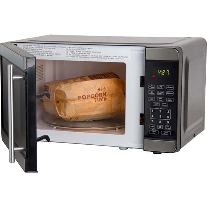 Microwave Oven 700-Watts Compact with 6 Pre Cooking Settings, Speed Defrost, Electronic Control Panel and Glass Turntable