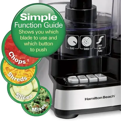 Stack & Snap Food Processor and Vegetable Chopper, BPA Free, Stainless-Steel Blades, 12 Cup Bowl, 2-Speed 450-Watt Motor, Black