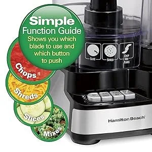 Stack & Snap Food Processor and Vegetable Chopper, BPA Free, Stainless-Steel Blades, 12 Cup Bowl, 2-Speed 450-Watt Motor, Black