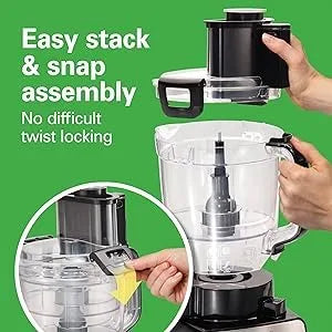 Food Processor and Vegetable Chopper, BPA Free, Stainless-Steel Blades, 14 Cup + 4-Cup Mini Bowls, 3-Speed 500-Watt Motor, Black