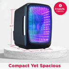 Mini lodówka, 4 litry/6 puszek mała lodówka z oświetleniem LED, podświetlana mini lodówka na napoje do gier, Stealth