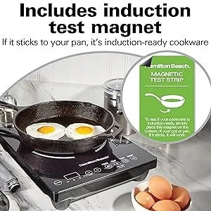 Portable Single Induction Cooktop Countertop Burner Hot Plate with Fast Heating Mode, 1800 Watts, 10 Temperature Settings