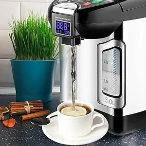 Digital Water Boiler and Warmer, 3L Electric Hot Water Dispenser w/ LCD Display, Rotating Base, Auto Shut Off, Safety Lock