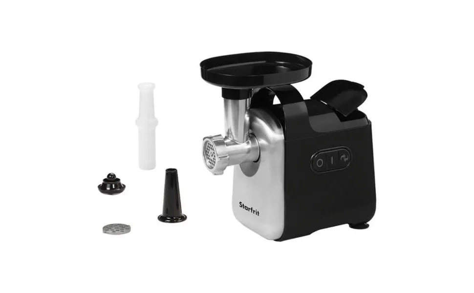 250-Watt Stainless Steel Electric Meat Grinder, Black, 2.2 lbs, with reverse function, Includes sausage and kebbe attachments