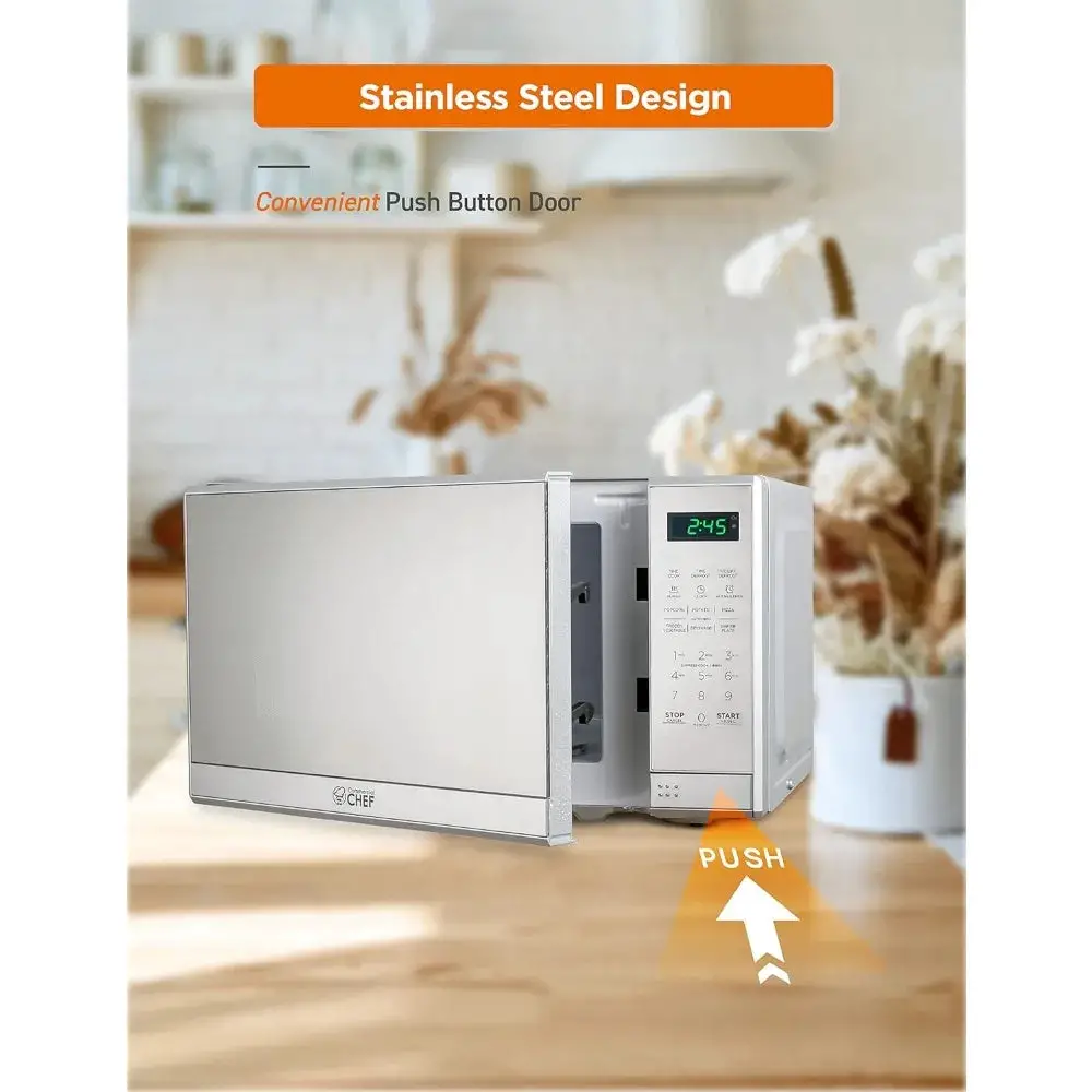 Microwave with 10 Power Levels, 700W with Digital Display, Countertop Microwave with Child Safety Door Lock, Programmable