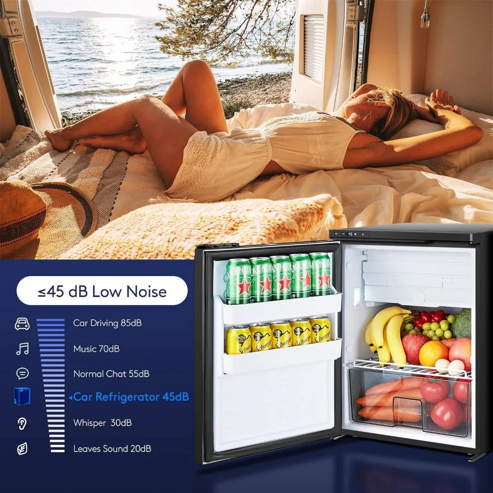Lodówka kempingowa WIFI APP Control, 65L (2.3cu.ft.) Lodówka kempingowa z zamrażarką, 12 V lodówka samochodowa z zamkiem, (4℉-46℉) lodówka podróżna