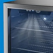 Lodówka i chłodziarka na napoje - 120 puszek Mini lodówka ze szklanymi drzwiami na napoje gazowane, piwo lub wino - z regulowanymi, wyjmowanymi półkami