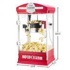Maszyna do popcornu - staromodna maszyna do popcornu z czajnikiem o pojemności 4 uncji, kubkami pomiarowymi, łyżką i kubkami do serwowania (czerwona)