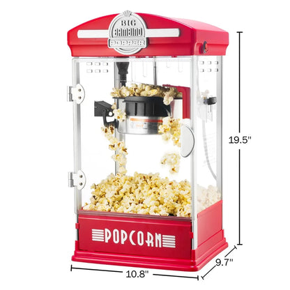 Popcorn Machine - Old Fashioned Popcorn Maker with 4-Ounce Kettle, Measuring Cups, Scoop and Serving Cups (Red)