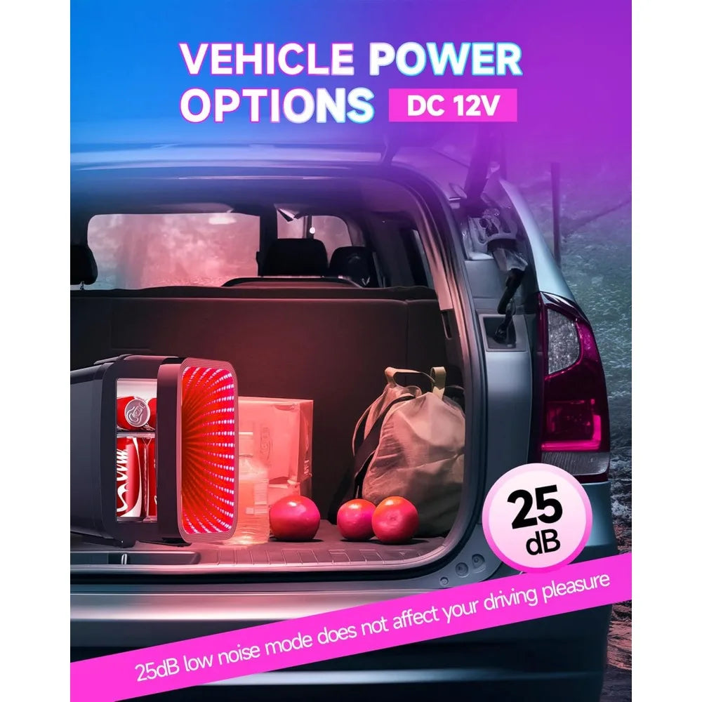 Mini lodówka, 4 litry/6 puszek mała lodówka z przyciemnianym światłem LED, AC/DC termoelektryczna chłodziarka i podgrzewacz mini lodówka do gier