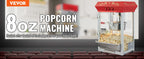 Komercyjna maszyna do popcornu, czajnik 8 oz, 850 W, maszyna do popcornu na blacie, z 3-przełącznikową ramą stalową i drzwiami ze szkła hartowanego
