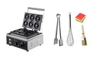 Commercial Waffle Donut Machine 6 Holes Double-Sided Heating 50-300℃, Electric, 1550W, Non-stick Donut Maker Teflon-Coating