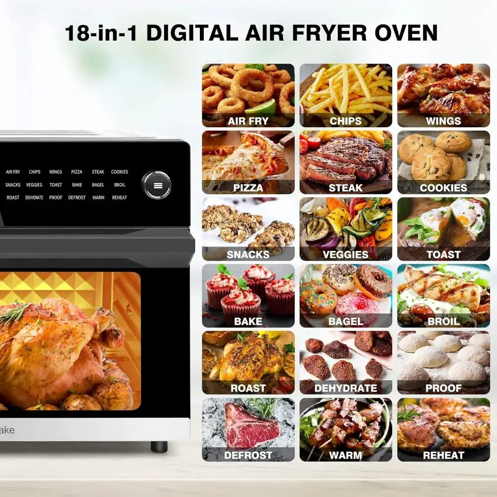 32QT Air Fryer Oven Toaster Oven Combo with Rotisserie 18-in-1 Convection Oven Countertop Digital Airfryer, 1800W