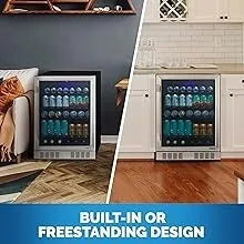 24" Beverage Refrigerator Cooler - 177 Can Capacity - Built Fridge and Glass Door | Cool your Soda, Beer, and Beverages to 37F