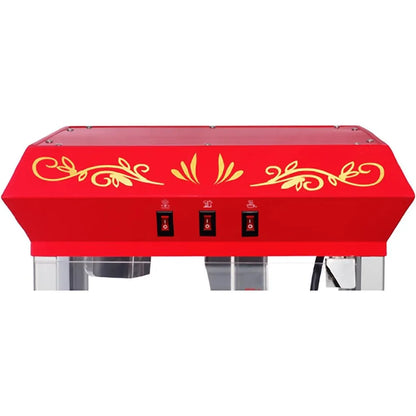 Popcorn Red Countertop Foundation Popcorn Popper Machine, 8 Ounce, with 3 Position Control Switch, Exclusive Whisper Quiet Motor