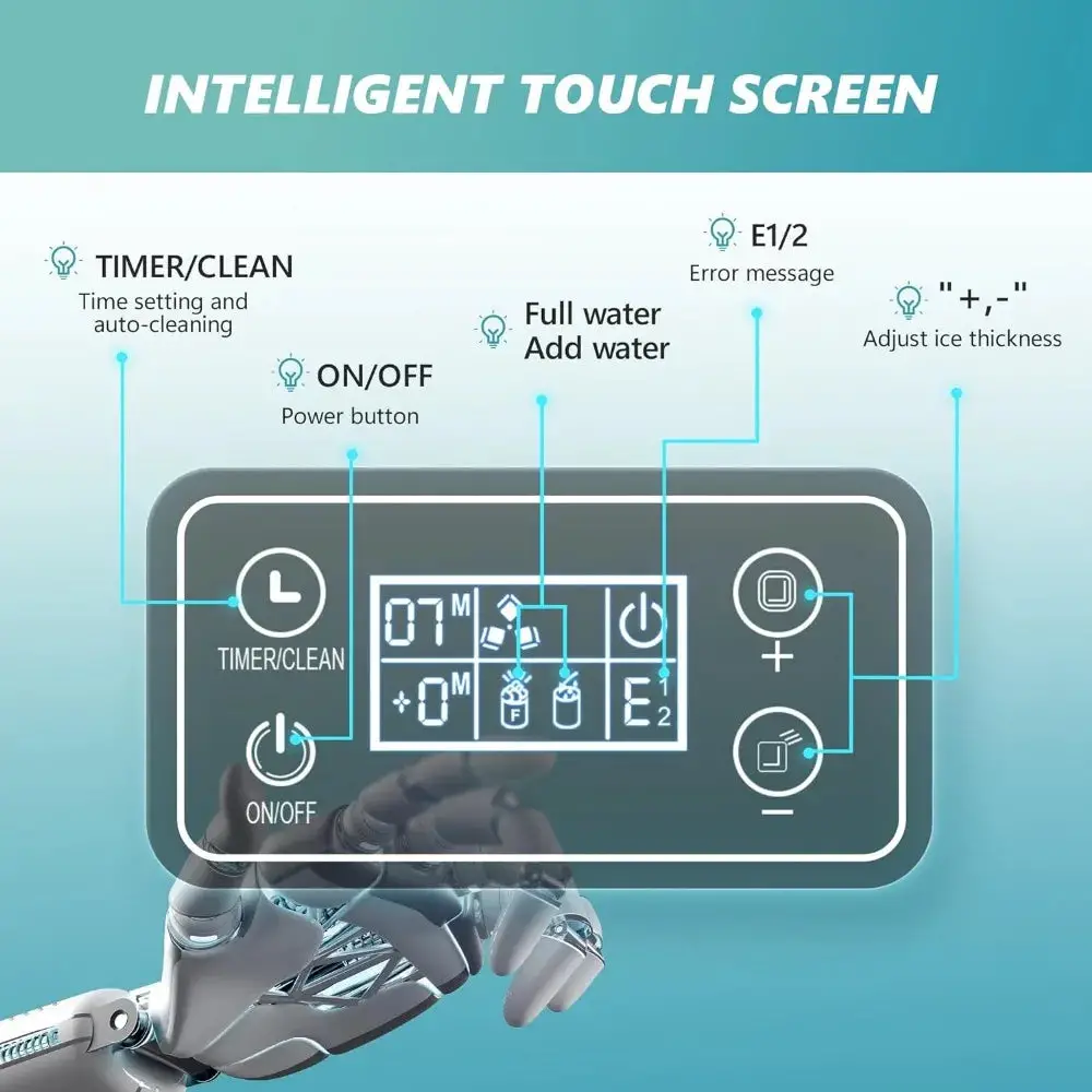 Ice Cube Maker Machine Countertop, 2 Ways to Add Water, 45Lbs/Day, Self-Cleaning Portable Compact, with Ice Scoop & Basket