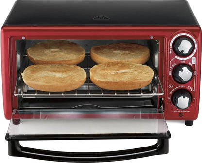 4-Slice Toaster Oven, Red