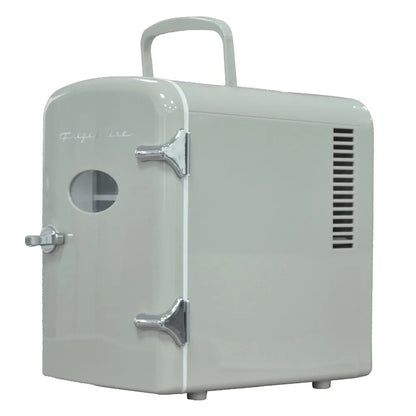 Retro 6 Can Mini Beverage/Skincare Cooler, features a Carrying Handle for easy Transportation and a Design to Fit on Any Surface