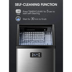 Commercial Ice Maker,100 lbs, 2-Way Add Water, Self-Cleaning, with 24 Hour Timer,33 lbs Basket, Stainless Steel Ice Makers